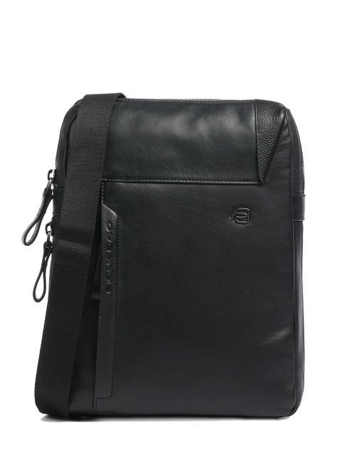 PIQUADRO MACBETH Expandable leather pouch Black - Over-the-shoulder Bags for Men