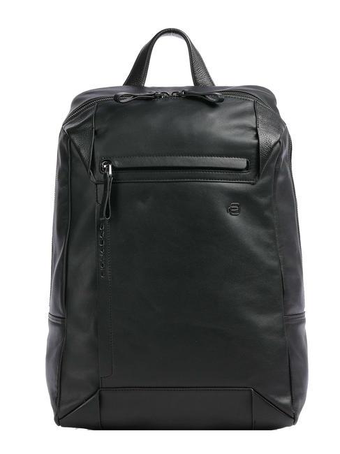 PIQUADRO PAN Leather backpack for 15" pc Black - Laptop backpacks