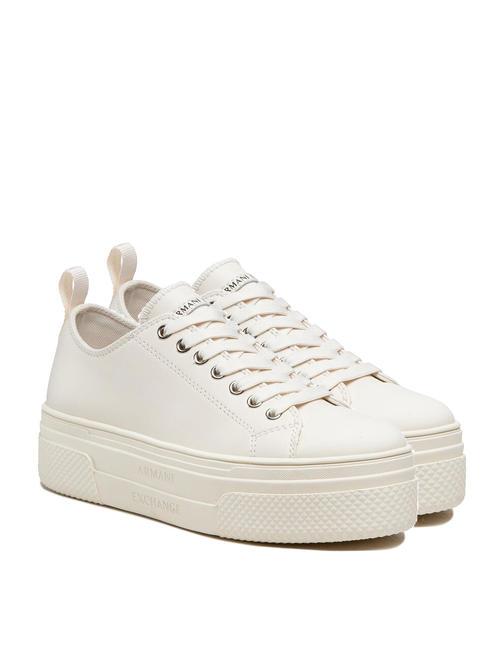 ARMANI EXCHANGE PLATFORM High sneaker in leather WHITE / OFF WHITE - Women’s shoes