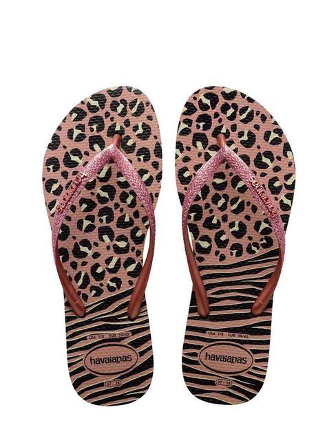 HAVAIANAS SLIM FLATFORM Printed flip flops black/gold - Women’s shoes