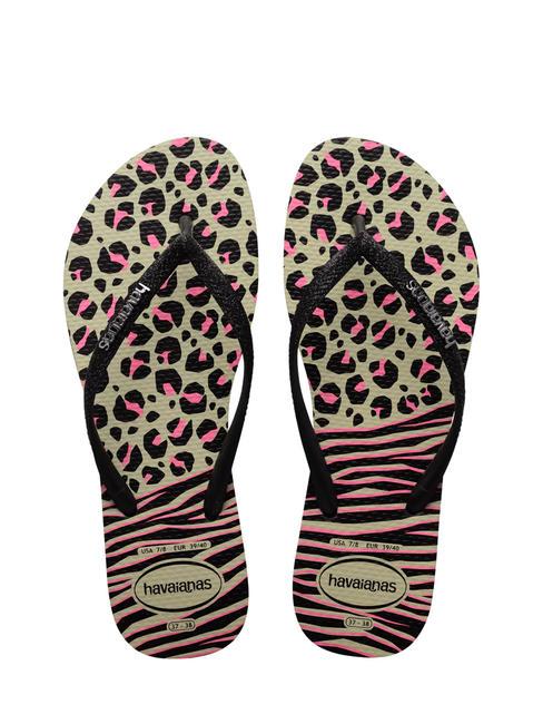 HAVAIANAS SLIM FLATFORM Printed flip flops black/grey - Women’s shoes