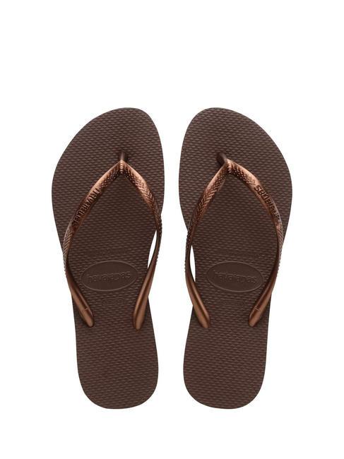 HAVAIANAS flip flops SLIM dark brown/metal acused - Women’s shoes