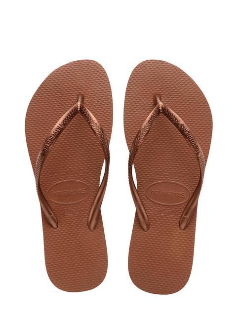 HAVAIANAS flip flops SLIM rust/metallic copper - Women’s shoes