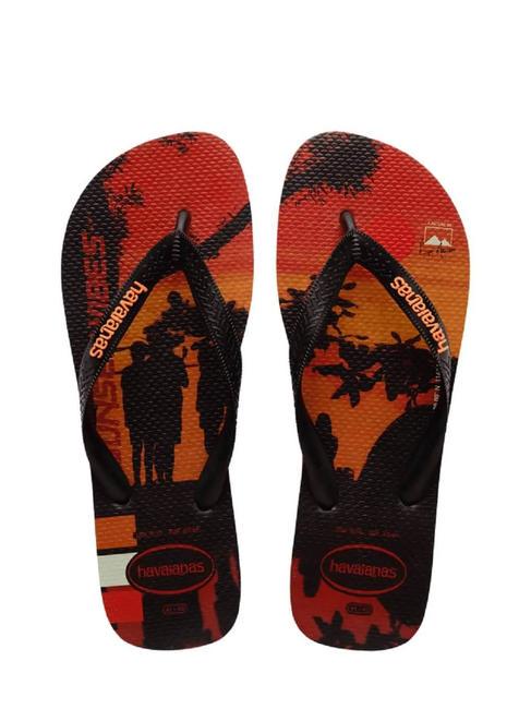 HAVAIANAS flip flops HYPE black/black/begonia orange - Men’s shoes