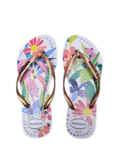 HAVAIANAS  SLIM TROPICAL flip flops white/blue - Women’s shoes