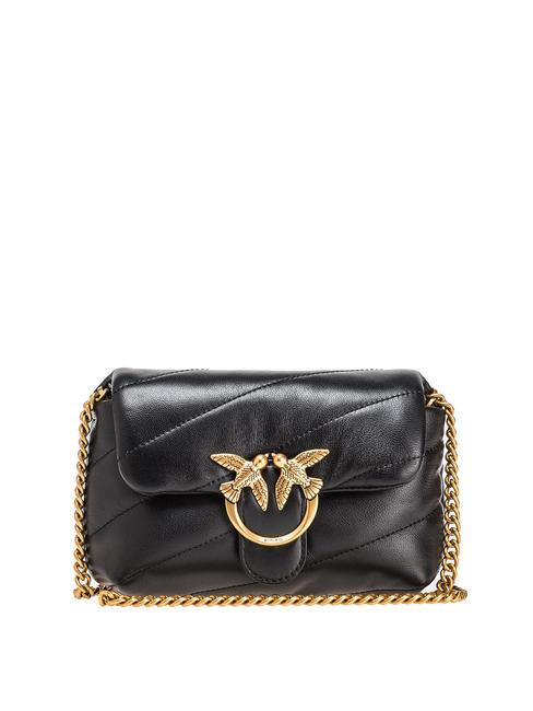 PINKO LOVE PUFF BABY Shoulder bag in quilted nappa leather black-antique gold - Women’s Bags