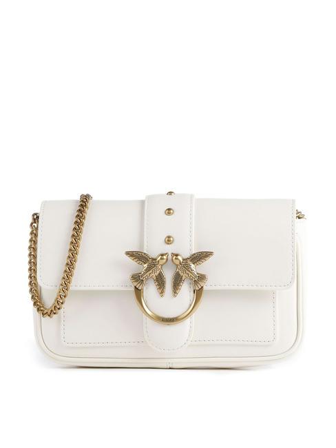 PINKO LOVE ONE POCKET Leather shoulder bag silk white-antique gold - Women’s Bags