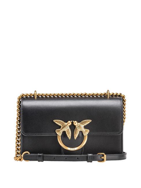 PINKO LOVE ONE MINI Mini bag in calf leather black-antique gold - Women’s Bags