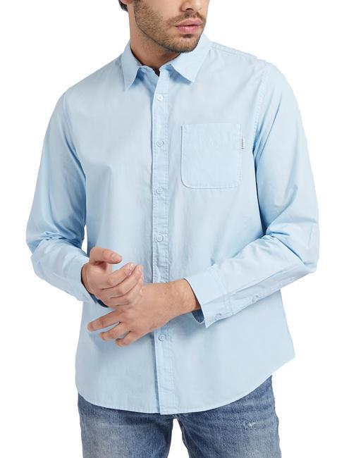 GUESS SUNSET sunset camicia manica lunga Stretch cotton shirt airway blue - Men's Shirts