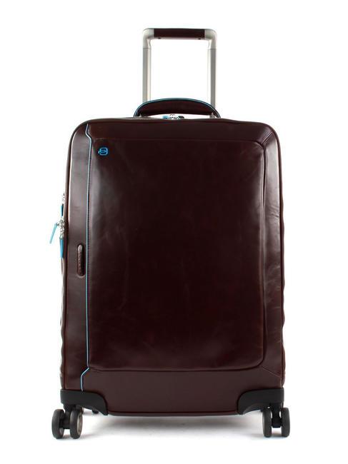 PIQUADRO BLUE SQUARE Leather Hand Luggage Trolley, 15.6" PC holder MAHOGANY - Hand luggage