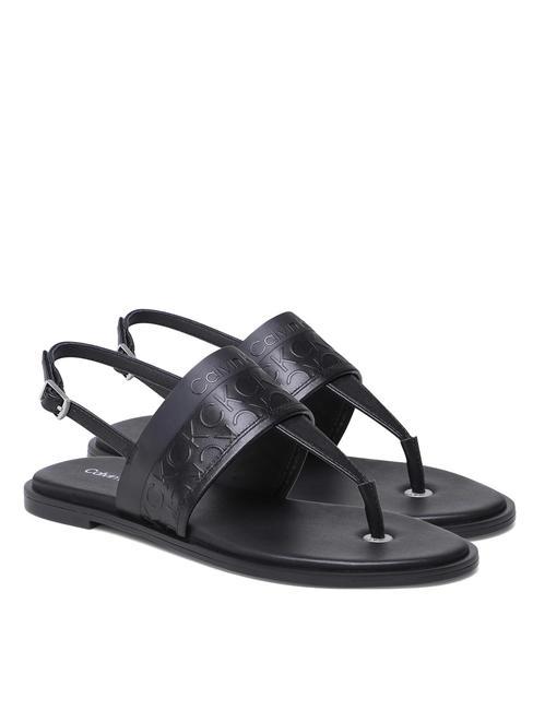 CALVIN KLEIN ALMOND TP Leather thong sandal blackmono - Women’s shoes