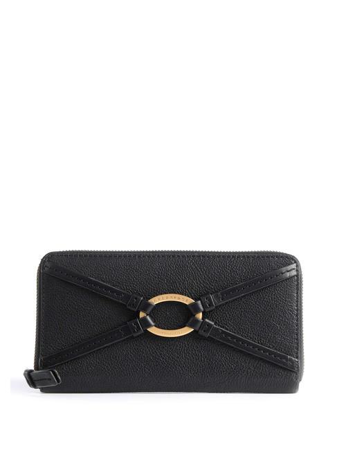 THE BRIDGE AMELIA Women's zip around wallet Black Gold - Women’s Wallets