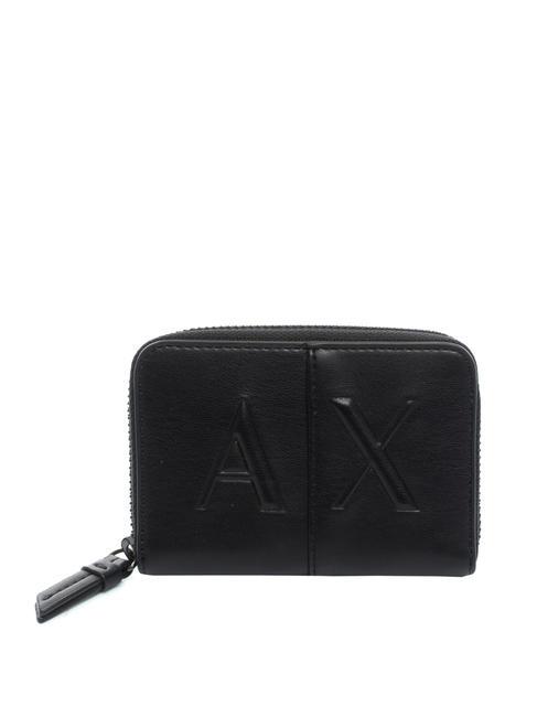 ARMANI EXCHANGE LOGO EMBOSSED Small zip around wallet Black - Women’s Wallets