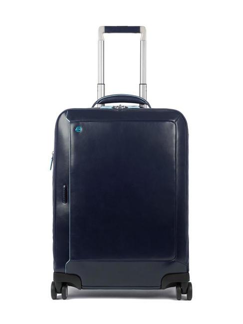 PIQUADRO BLUE SQUARE Leather Hand Luggage Trolley, 15.6" PC holder blue - Hand luggage