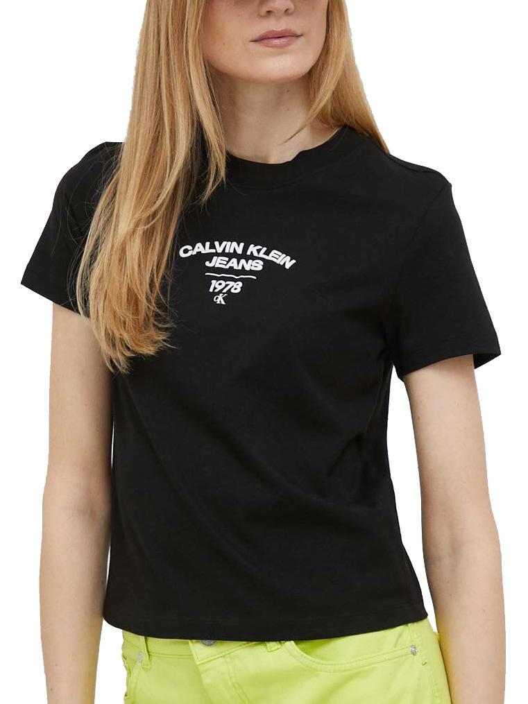 CALVIN KLEIN JEANS COTTON T-SHIRT WITH FRONT AND BACK LOGO Woman CK Black