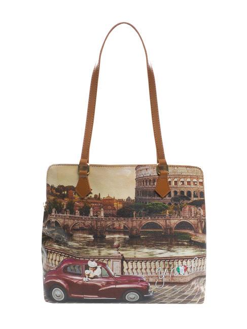 YNOT YESBAG Triple compartment tote bag vintage rome - Women’s Bags