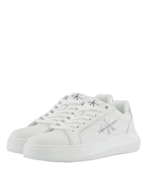 CALVIN KLEIN CK JEANS Chunky Cupsole Leather sneakers white/silver - Women’s shoes