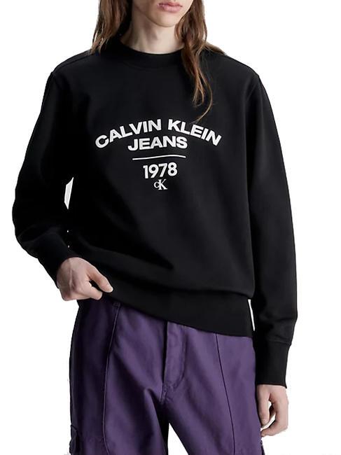 CALVIN KLEIN CK JEANS VARSITY Crew neck sweatshirt Ck Black - Sweatshirts