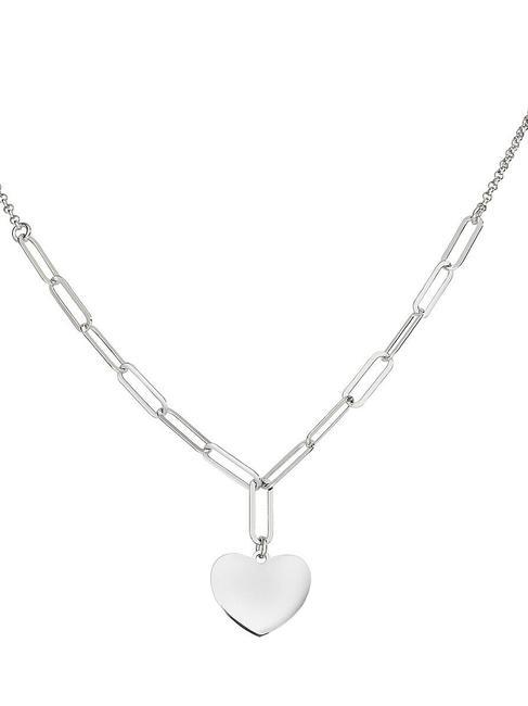 AMEN COCCOLE Rhodium plated silver chain with heart rhodium - Necklaces