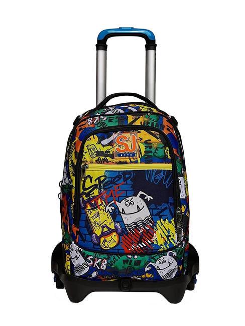 SJGANG CRITTY BOY JACK 3 in 1 Detachable Trolley Backpack, with triple wheels fluffy turquoise - Backpack trolleys