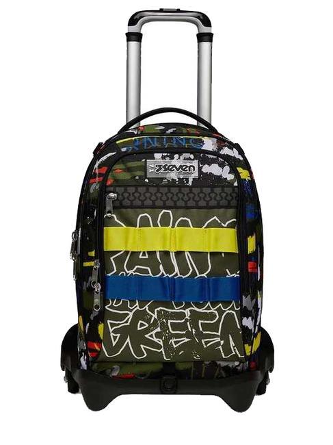 SEVEN JACK FLUO BELTS Trolley backpack 3 in 1, detachable camouflage green - Backpack trolleys