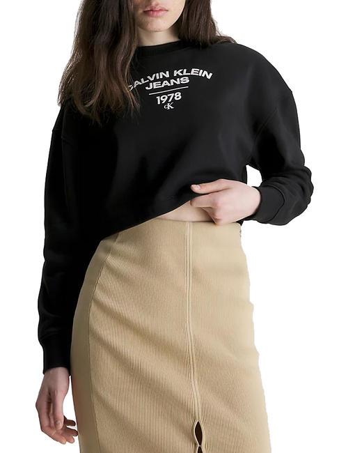 CALVIN KLEIN CK JEANS VARSITY LOGO Crew neck sweatshirt Ck Black - Women's Sweatshirts