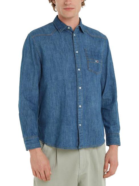 TOMMY HILFIGER TJ RELAXED WESTERN Cotton denim shirt mid indigo - Men's Shirts