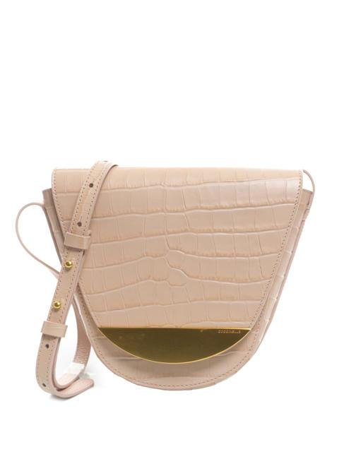COCCINELLE JOSEPHINE CROCO SHINY SOFT Shoulder mini bag, in leather new pink - Women’s Bags
