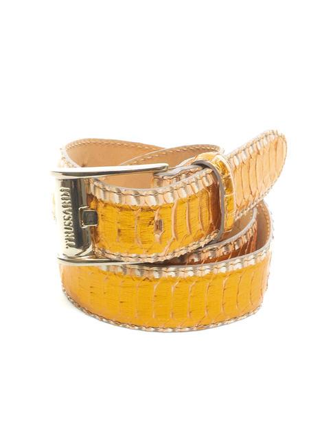 TRUSSARDI XENO Laminated leather belt, can be shortened orange - Belts