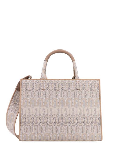 FURLA OPPORTUNITY S Recycled jacquard tote bag NATURAL TONES - Women’s Bags