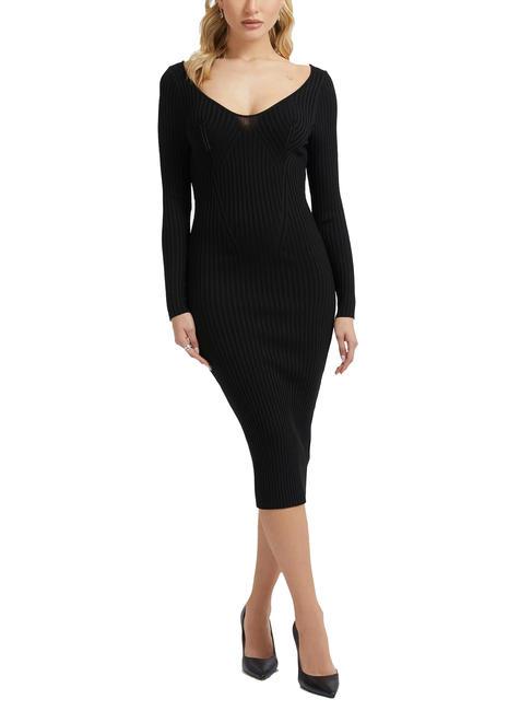 GUESS ADELE Cut out knit dress jetbla - Woman Clothes