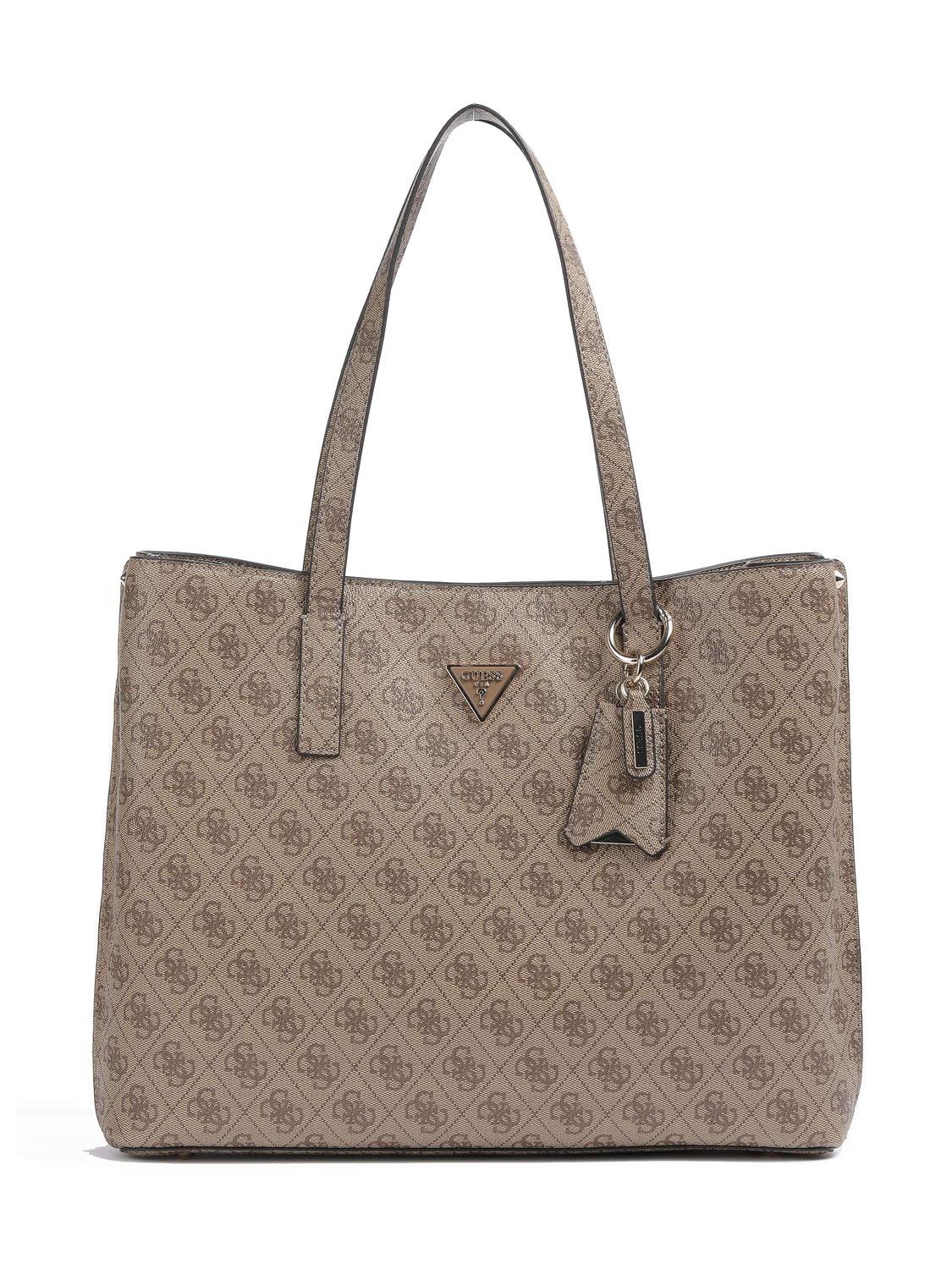 Guess Meridian Shoulder Shopping Bag Milk Logo - Buy At Outlet Prices! 