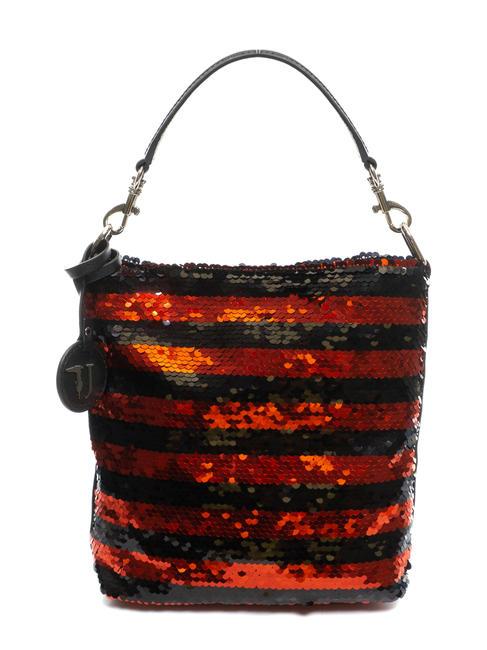 TRUSSARDI T-WOW Night Bucket bag, with sequins BLACK / RED - Women’s Bags
