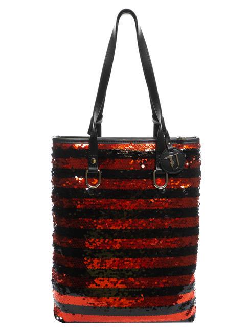 TRUSSARDI T-WOW Night Stripes Shoulder bag, with shoulder strap BLACK / RED - Women’s Bags