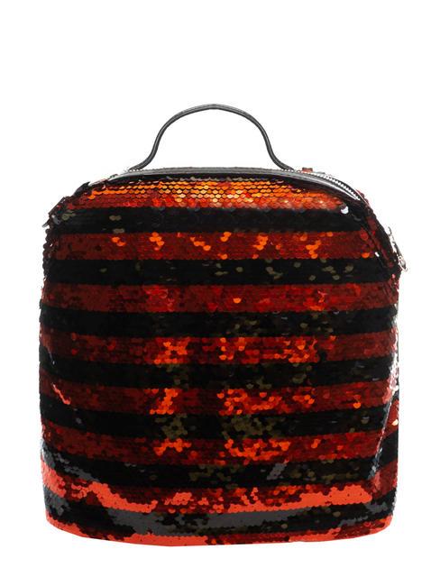 TRUSSARDI T-WOW Night Stripes Woman backpack with sequins BLACK / RED - Women’s Bags