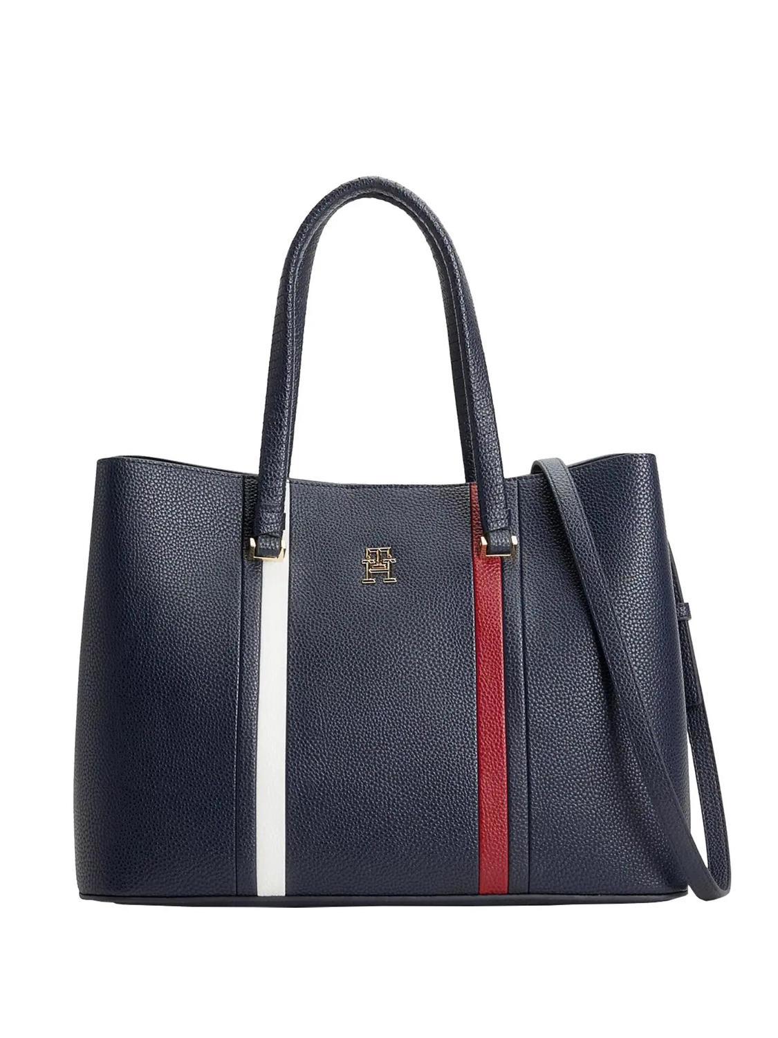 Elegance syv Belønning Tommy Hilfiger Th Emblem Logoed Satchel Bag Space Blue - Buy At Outlet  Prices!