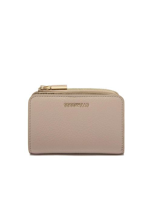 COCCINELLE METALLIC SOFT Small wallet in textured leather powder pink - Women’s Wallets