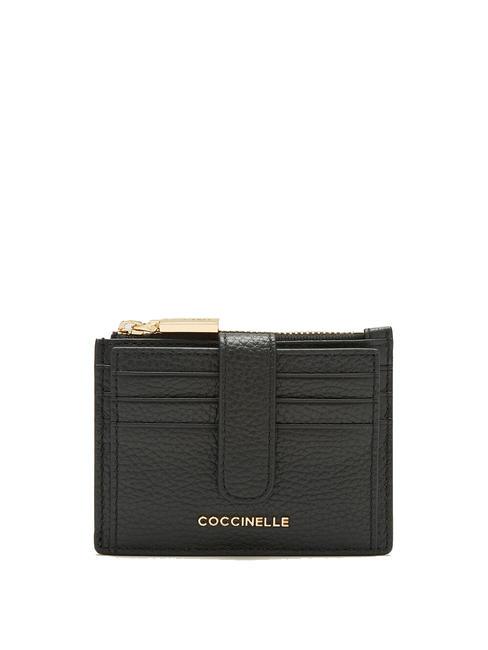 COCCINELLE METALLIC SOFT Textured leather flat wallet Black - Women’s Wallets