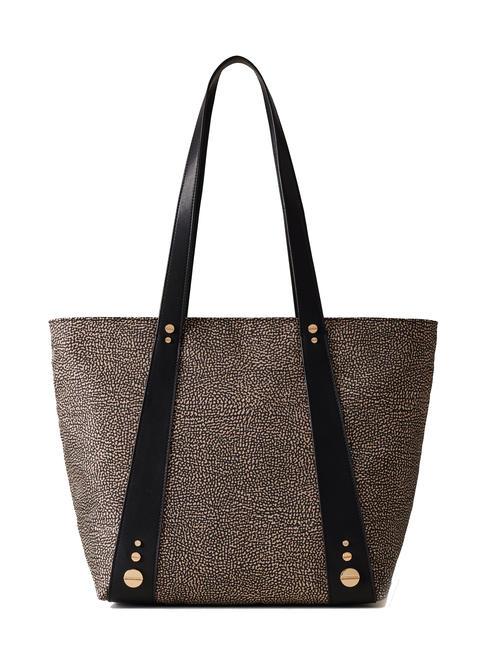 BORBONESE ROAD Shoulder shopping bag OP / NATURAL / BLACK - Women’s Bags