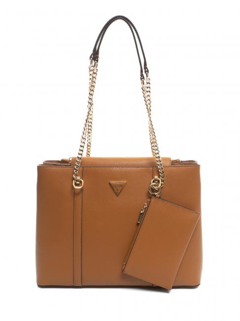 GUESS ECO CRAIG Shopping bag with chain handles COGNAC - Women’s Bags