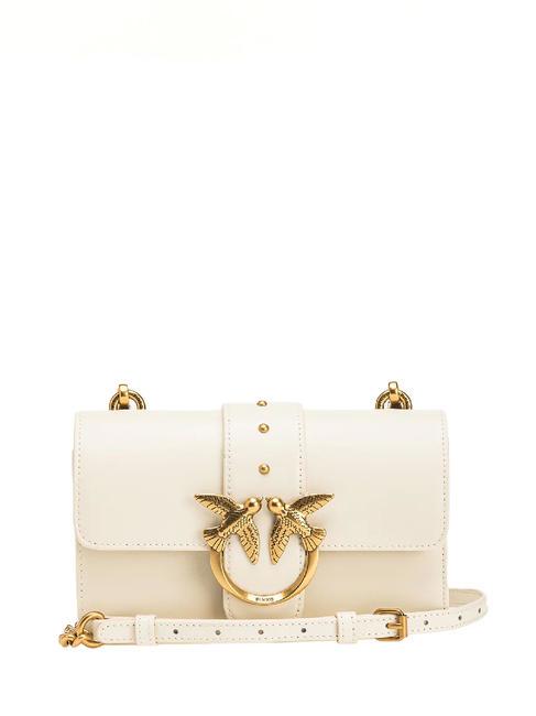 PINKO MINI LOVE BAG Shoulder bag in calf leather silk white-antique gold - Women’s Bags