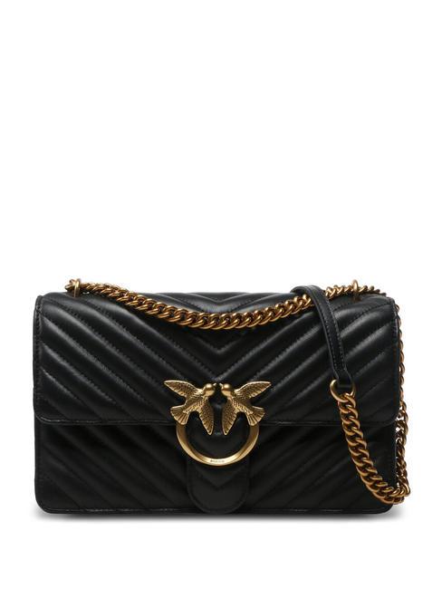 PINKO CLASSIC LOVE ONE Nappa leather bag black-antique gold - Women’s Bags