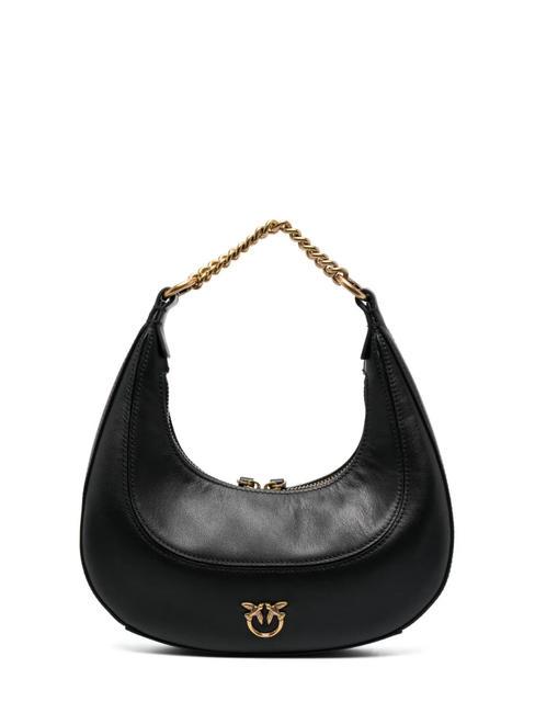 PINKO BRIOCHE HOBO MINI Leather handbag black-antique gold - Women’s Bags