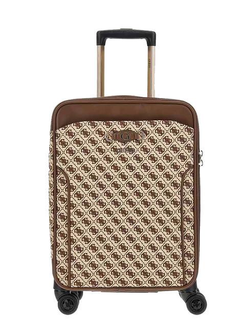 GUESS IZZY 4G LOGO 4 wheel cabin trolley brown - Hand luggage