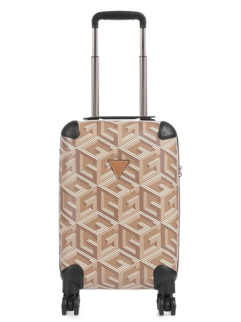 GUESS WILDER 4 wheel cabin trolley taupe logo - Hand luggage