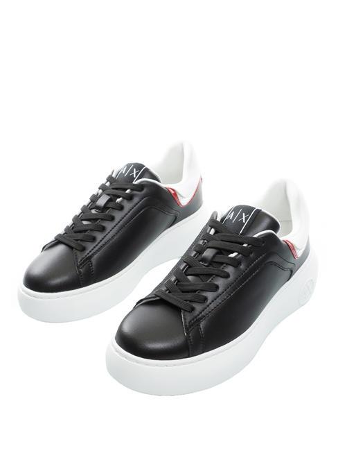 ARMANI EXCHANGE A|X Leather sneakers black+red+op.wht - Women’s shoes