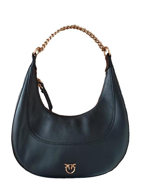 PINKO BRIOCHE Soft leather hobo bag black-antique gold - Women’s Bags