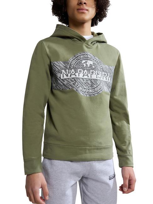 NAPAPIJRI KIDS B-PINZON Cotton sweatshirt with hood green lichen - Baby Sweatshirt
