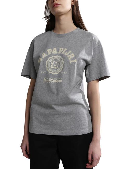 NAPAPIJRI S-MORENO Cotton T-shirt medium gray melange - T-shirt