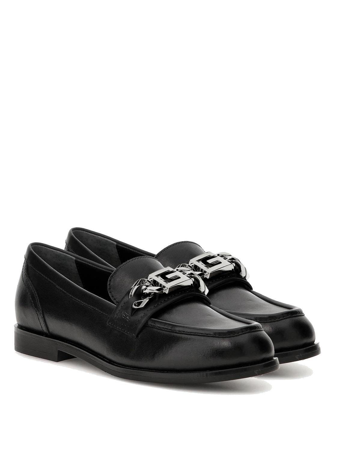 Guess Victer Leather Moccasin Shoe Black Buy At Outlet Prices